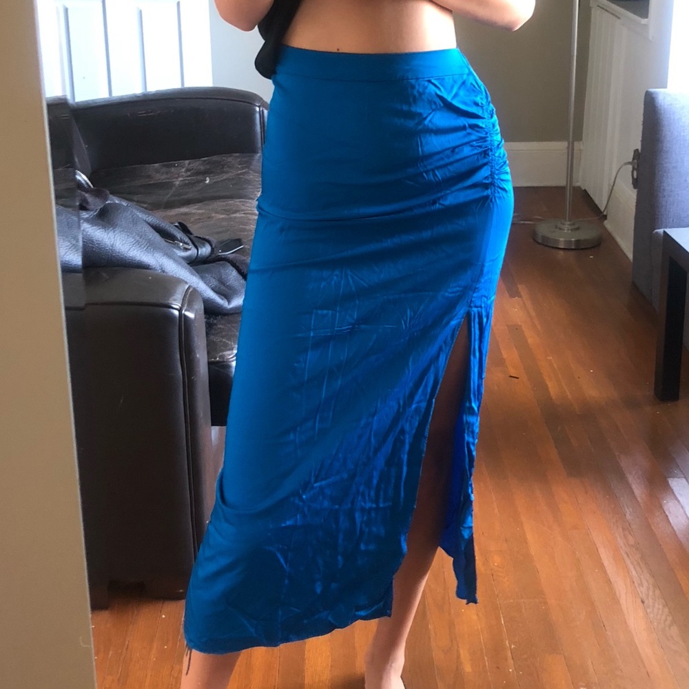 Blue Zara midi skirt